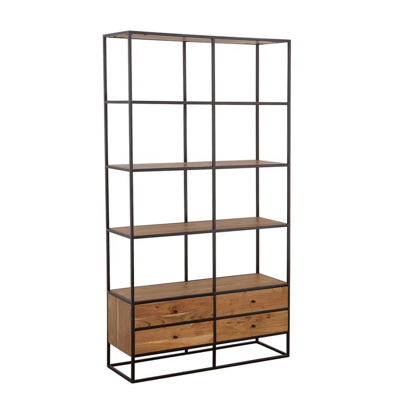 Belcroft - 4-Drawer Storage Bookshelf - Natural Acacia