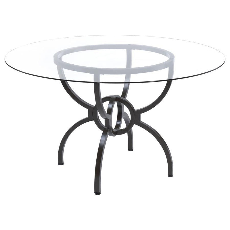 Aviano - 48" Round Glass Top Dining Table - Clear And Gunmetal