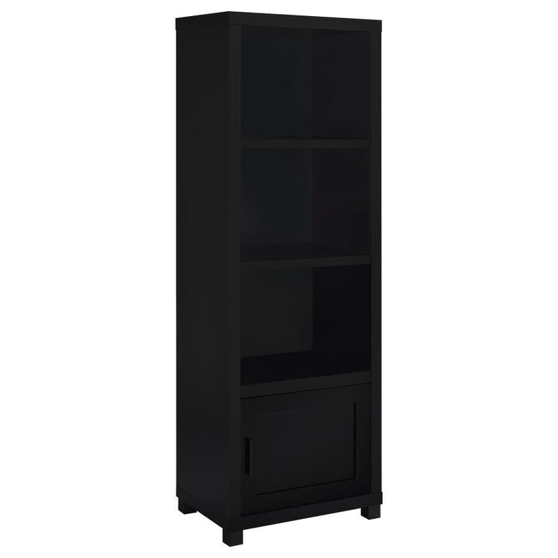 Jupiter - 3-Shelf Media Tower Bookcase With Storage Cabinet - Black