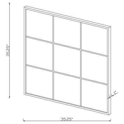 Quetzal - Square Window Pane Wall Mirror - Black