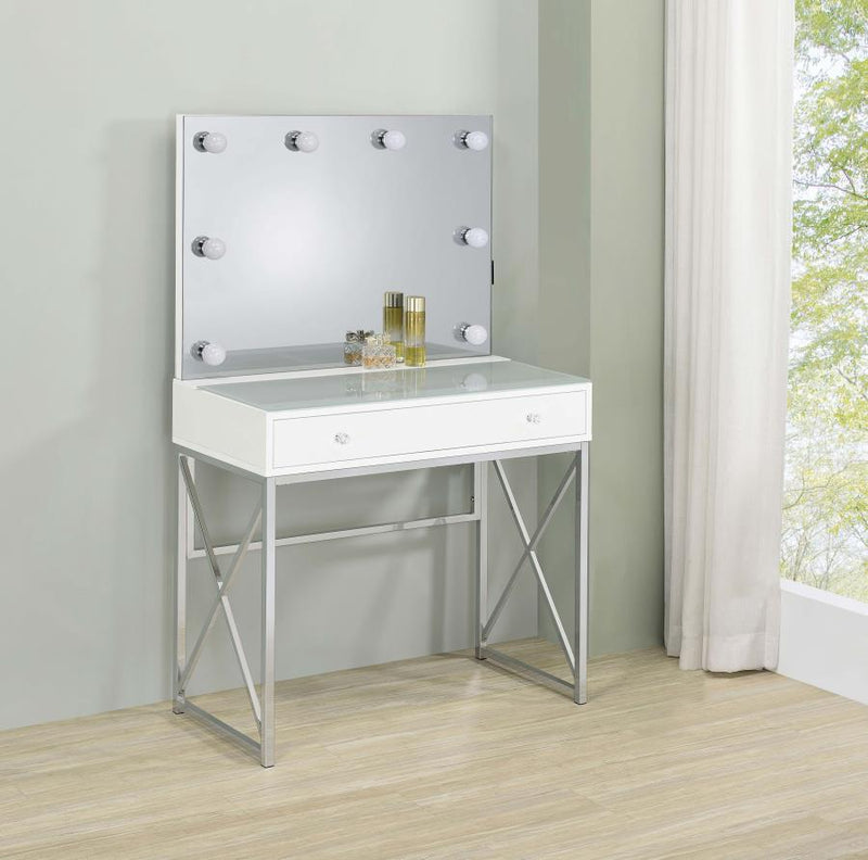 Eliza - 2 Piece Vanity Set With Hollywood Lighting - White And Chrome