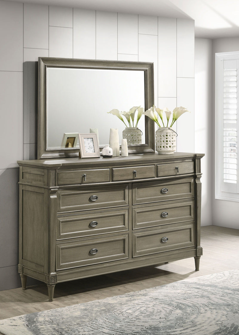 Alderwood - 9 Drawer Dresser With Mirror - French Grey