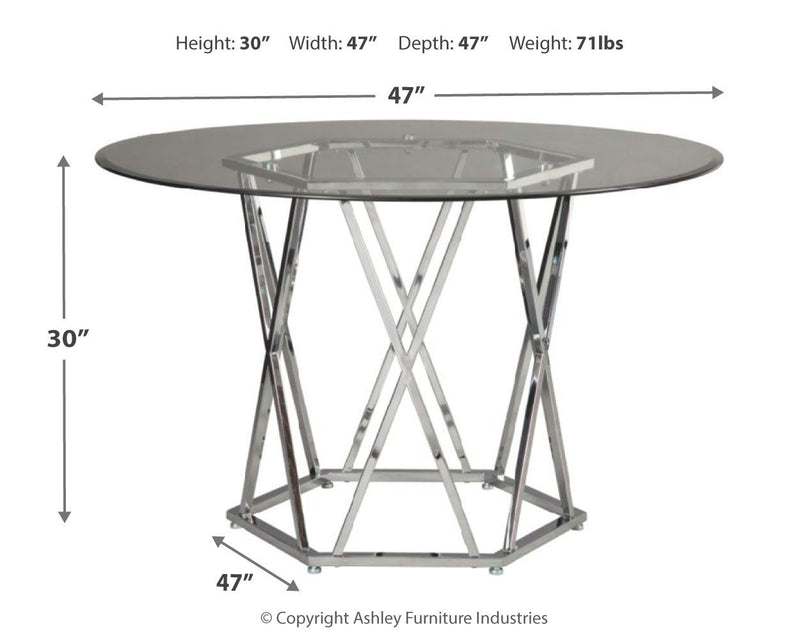 Madanere - Chrome Finish - Round Dining Room Table