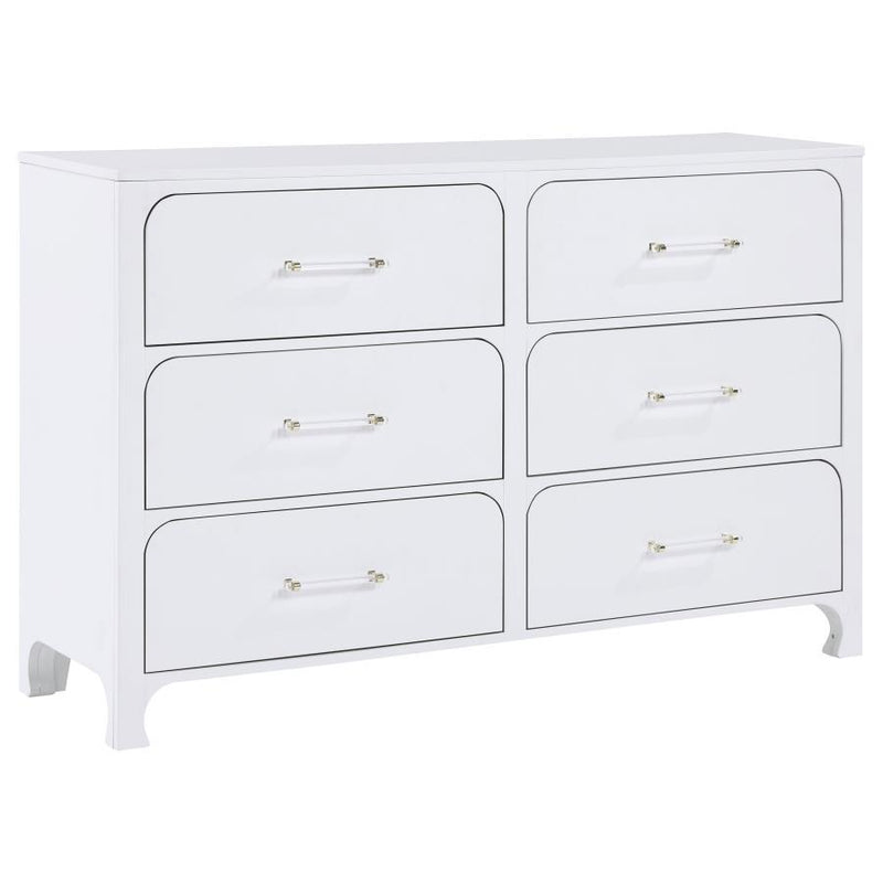 Anastasia - 6-Drawer Bedroom Dresser - Pearl White