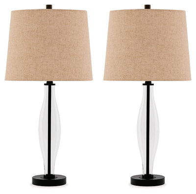 Travisburg - Clear / Black - Glass Table Lamp (Set of 2)