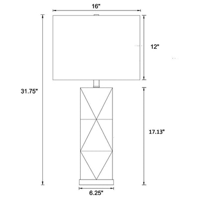 Camie - Rectangular Shade Geometric Table Lamp - White