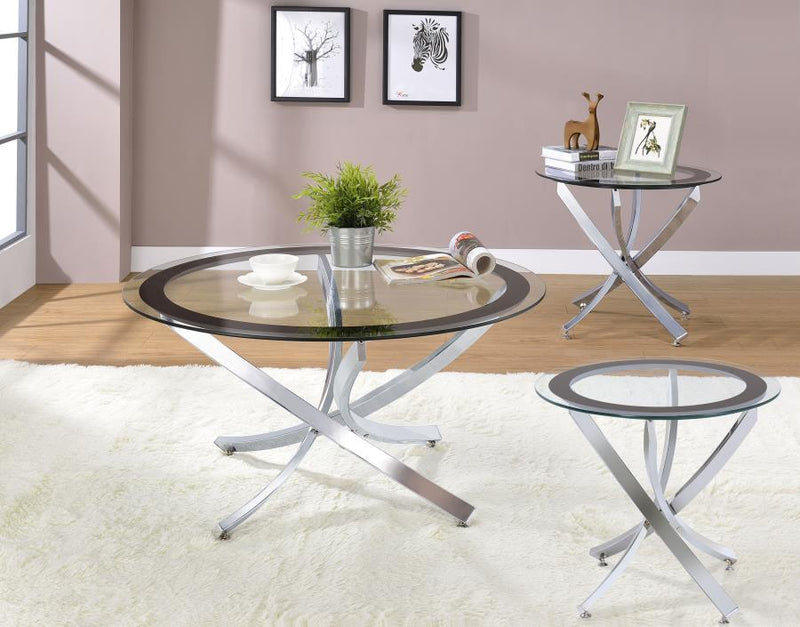 Brooke - Round Glass Top Coffee Table Set