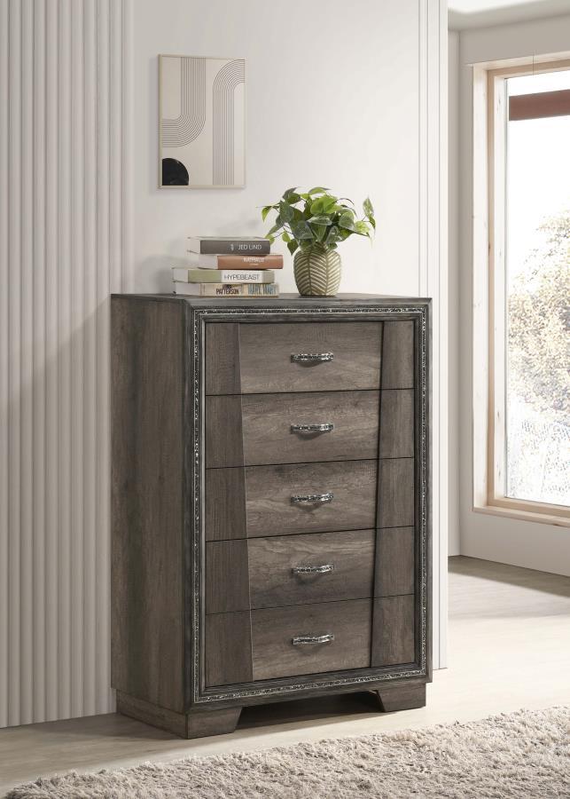 Janine - 5-Drawer Chest - Gray