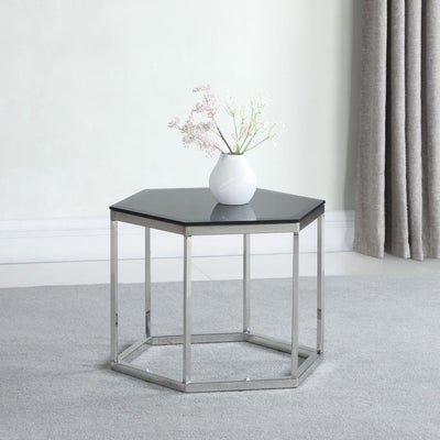 Darla - Glass Top Accent Table - Black