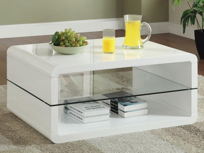 Elana - 1-Shelf Rectangular Coffee Table - White High Gloss