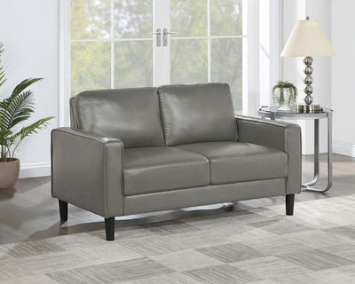 Ruth - Upholstered Track Arm Faux Leather Loveseat