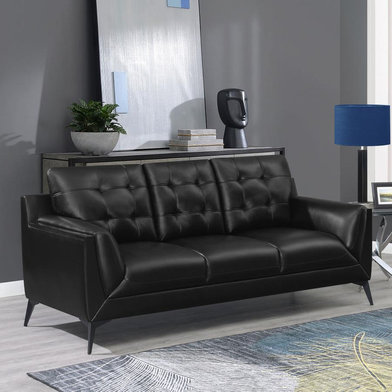 Moira - Upholstered Tufted Sofa With Track Arms - Black