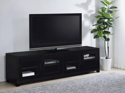 Jupiter - 4-Door 79" TV Stand Media Console With Framed Glass Panels - Black