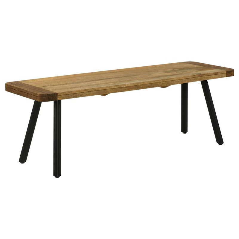 Maverick - Rectangular Dining Bench - Natural Mango And Black