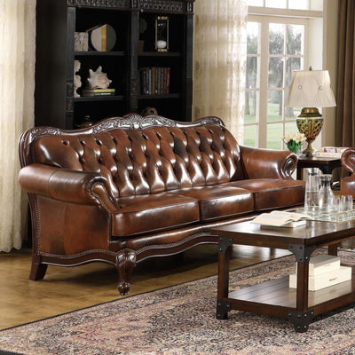 Victoria - Rolled Arm Sofa - Tri-Tone And Brown