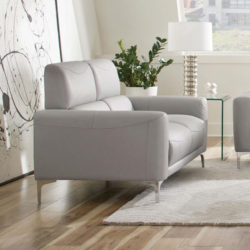 Glenmark - Upholstered Track Arm Loveseat - Taupe