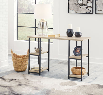 Waylowe - Natural / Black - Home Office Desk - Double-Shelf Pedestal