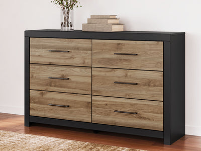 Vertani - Black / Honey Brown - Six Drawer Dresser