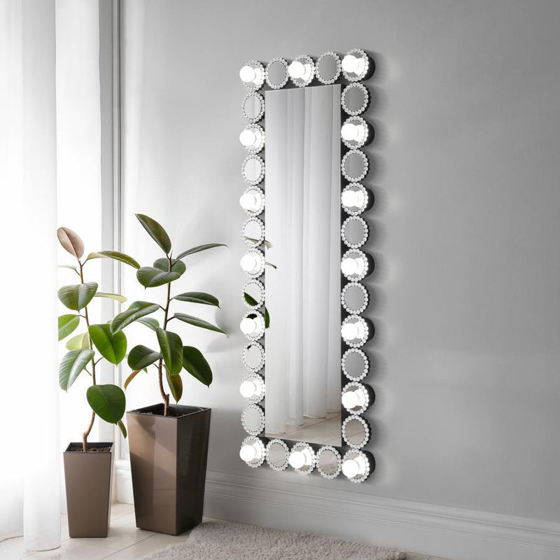 Aghes - Rectangular Wall Mirror With LED Lighting Mirror - Silver