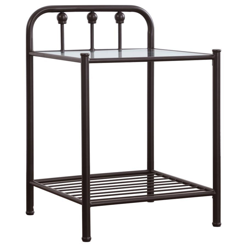 Livingston - 1-Shelf Nightstand With Glass Top - Dark Bronze