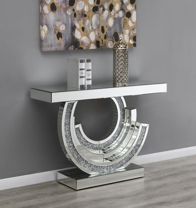 Imogen - Sculptural Mirrored Entryway Console Table - Silver