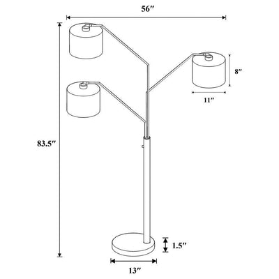 Jirou - Drum Shade Tree Floor Lamp - Satin Nickel