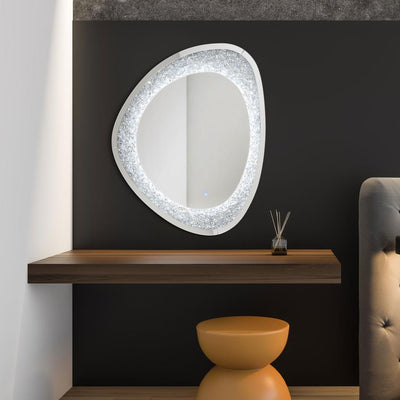 Mirage - Acrylic Crystals Inlay Wall Mirror With LED Lights - Silver