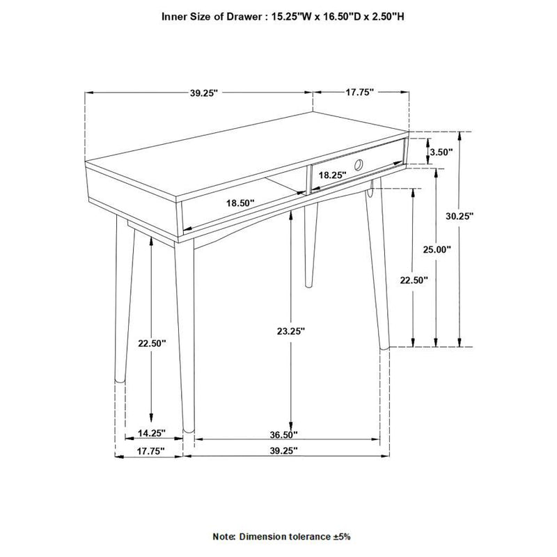 Bradenton - 1-Drawer Writing Desk - White And Walnut