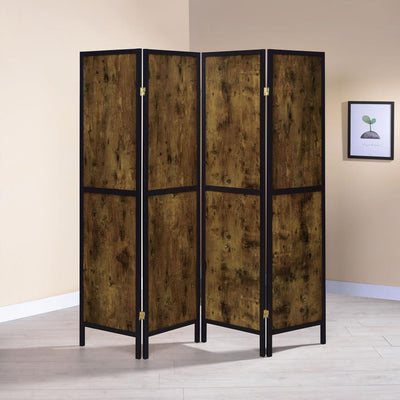 Deepika - 4-Panel Folding Screen - Antique Nutmeg And Black