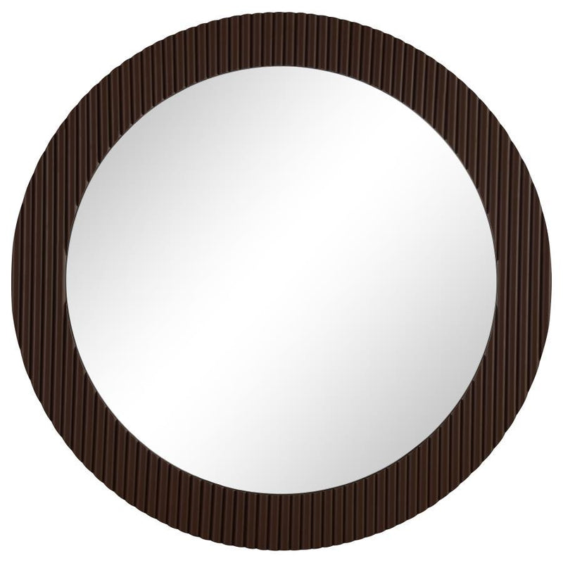 Dexter - Round Reeding Frame Wall Mirror - Brown