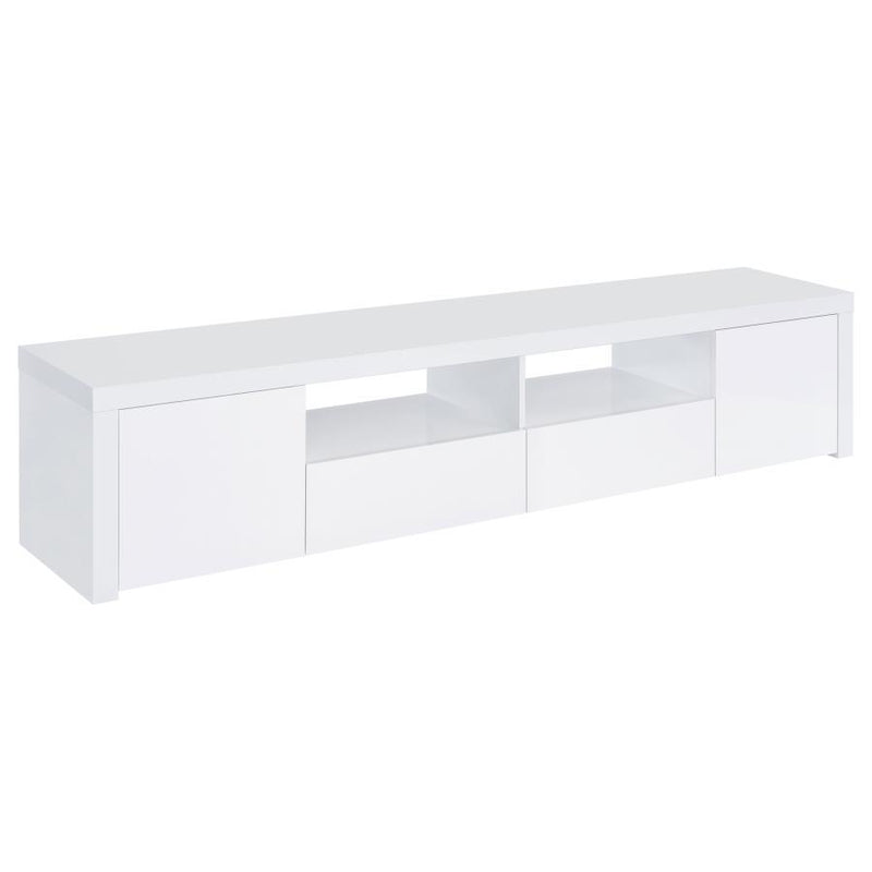 Jude - 2-Door 79" TV Stand With Drawers - White High Gloss