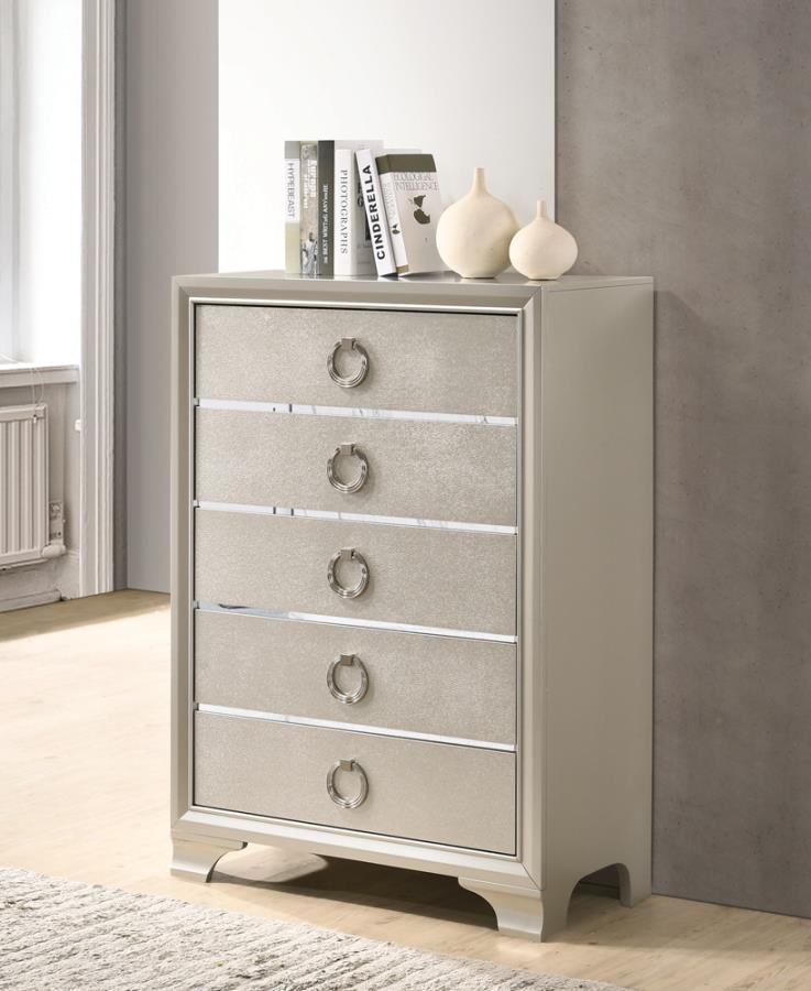 Salford - 5-Drawer Chest - Metallic Sterling