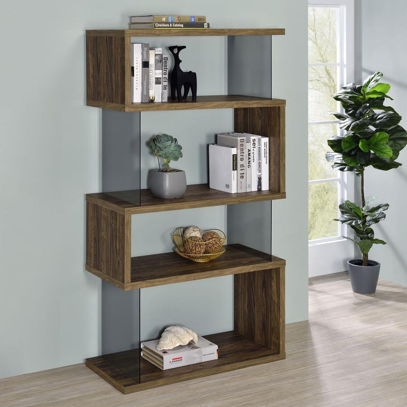 Emelle - 4-Shelf Bookcase With Glass Panels