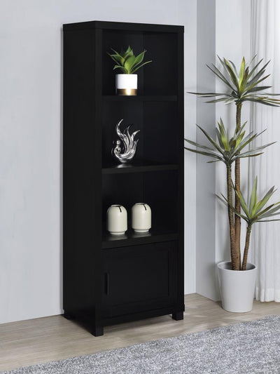 Jupiter - 3-Shelf Media Tower Bookcase With Storage Cabinet - Black