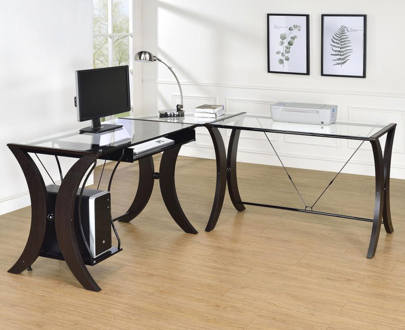 Monterey - 3 Piece L-Shaped Computer Desk Set - Cappuccino