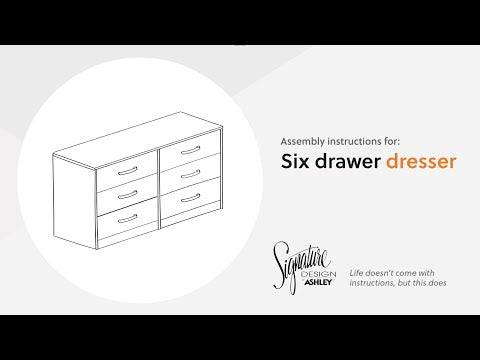 Finch - Black - Six Drawer Dresser - 29&